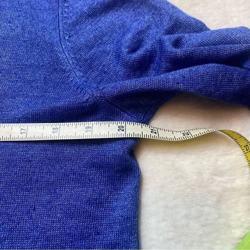 Talbots Blue Knit 100% Linen Top - Picture 6 of 8